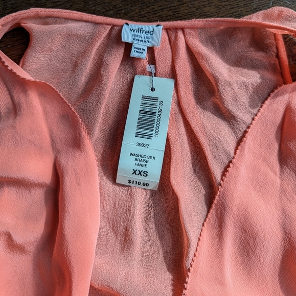 Aritzia Wilfred Silk Button Down Tank Top in Night Coral Womens Size XXS Orange - Picture 3 of 7